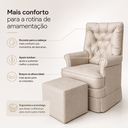 Ver imagem 5 de Poltrona de Amamentação com Puff Balanço Confortável Premium - Suede Bege