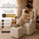 Ver imagem 7 de Poltrona de Amamentação com Puff Balanço Confortável Premium - Suede Bege