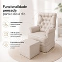 Ver imagem 4 de Poltrona de Amamentação com Puff Balanço Confortável Premium - Suede Bege