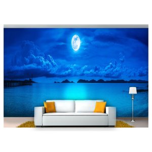 Papel de Parede Lua Noite Praia Luz do Luar Lua42
