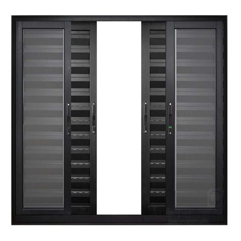 Janela de Alumínio Preto Veneziana de Correr 6 Folhas Suprema Sem Grade Hale - 2.00 (L) X 1.00 (A)