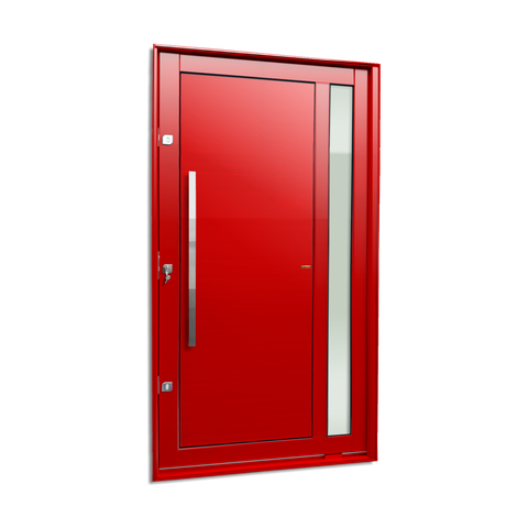 Porta Pivotante Alumínio Lambril Visione c/Pux.e.Elite Vermelho 240x120 Brimak