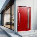 Ver imagem 2 de Porta Pivotante Alumínio Lambril Visione c/Pux.e.Elite Vermelho 240x120 Brimak