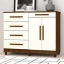 Ver imagem 1 de Cômoda Jasper 2 Portas 5 Gavetas Imbuia/champanhe - Panorama Móveis
