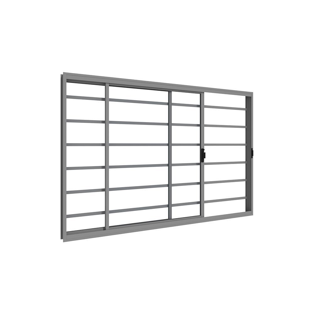 Janela Vitrô 2 Folhas com Grade Horizontal 1,50m X 1m em Alumínio Cinza com Vidro – Vitrolar - 2