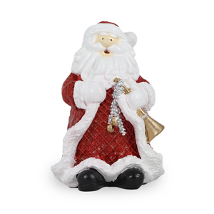 Figura Natalina Papai Noel Musico de Resina 18cm Bravadecor