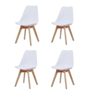 Kit 4 Cadeiras Leda Joly Rivatti Polipropileno Branco Base Madeira