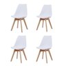 Kit 4 Cadeiras Leda Joly Rivatti Polipropileno Branco Base Madeira - 1