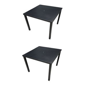 Kit 2 Mesas Tampo Ripado Quadrada 1.00x1.00m Alumínio Preta