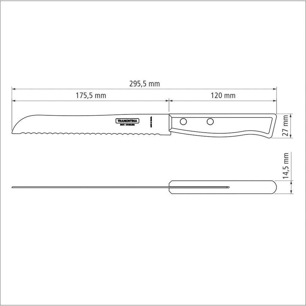 Faca para Pão Tramontina Tradicional com Lâmina em Aço Inox e Cabo em Madeira Natural 7 - 2