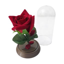 Redoma Cúpula Rosa a Bela e a Fera Base Ouro P Rosa Vermelha - 2