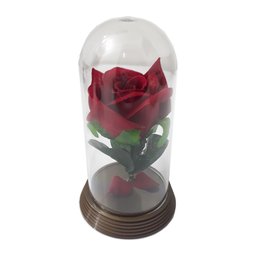 Redoma Cúpula Rosa a Bela e a Fera Base Ouro P Rosa Vermelha - 1