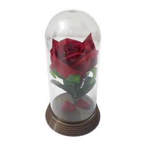 Redoma Cúpula Rosa a Bela e a Fera Base Ouro P Rosa Vermelha