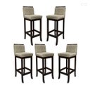 Ver imagem 1 de Kit 5 Banquetas Alta para Balcão de Cozinha Nice Madeira Maciça Matelassê Suede Bege Ccs