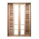 Ver imagem 1 de Porta Balcão de Correr Madeira Padrão Cedro Veneziana Safira Reto Bat.14 Cm-2.15(a)x1.20(l)