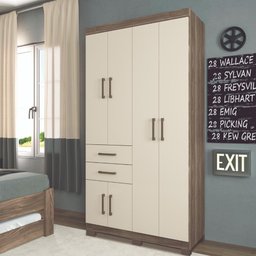 Guarda Roupa Roupeiro Quarto Dormitório Solteiro Casal Verona 6.2 Marrom Madeira Clara Off White - 1