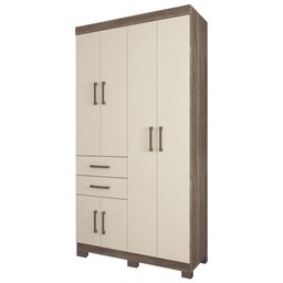 Guarda Roupa Roupeiro Quarto Dormitório Solteiro Casal Verona 6.2 Marrom Madeira Clara Off White - 2