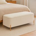 Ver imagem 2 de Puff Baú Bella 90cm Pés Alumínio Dourado Bouclé Off White - Sallar Home