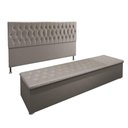 Ver imagem 1 de Conjunto Cabeceira Casal e Recamier Baú 1,95m Suede Bege