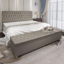 Ver imagem 2 de Conjunto Cabeceira Casal e Recamier Baú 1,95m Suede Bege