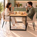 Ver imagem 4 de Mesa de Jantar Reforçada Industrial 70x90cm Tampo Bege Pés Preto