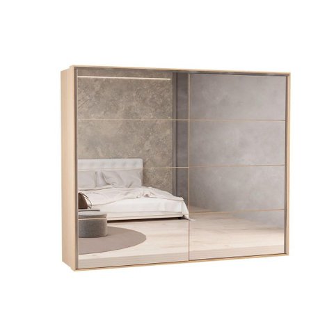 Guarda Roupa Casal 2 Portas de Correr C/ Espelho e 4 Gavetas Ph 1806 Carvalho Nature/off White -