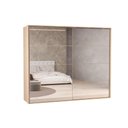 Ver imagem 1 de Guarda Roupa Casal 2 Portas de Correr C/ Espelho e 4 Gavetas Ph 1806 Carvalho Nature/off White -