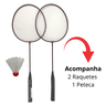 Jogo Badminton Kit 2 Raquetes 1 Peteca Conjunto Esportivo 3 Peças - 2