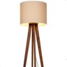 Luminária de Chão Madri com Pés de Madeira e Tecido Tramê Bege 158cm - 3