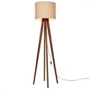 Ver imagem 1 de Luminária de Chão Madri com Pés de Madeira e Tecido Tramê Bege 158cm