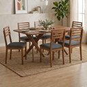 Ver imagem 2 de Mesa de Jantar Cacau com 6 Cadeiras Estofadas Japurana Linho Grafite Ornar