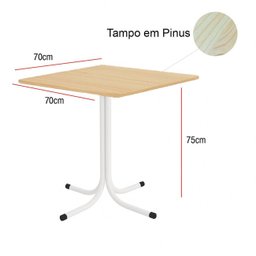 Conjunto Mesa Branca 70x70cm Tampo Pinus com 4 Cadeiras Epoxi - 4