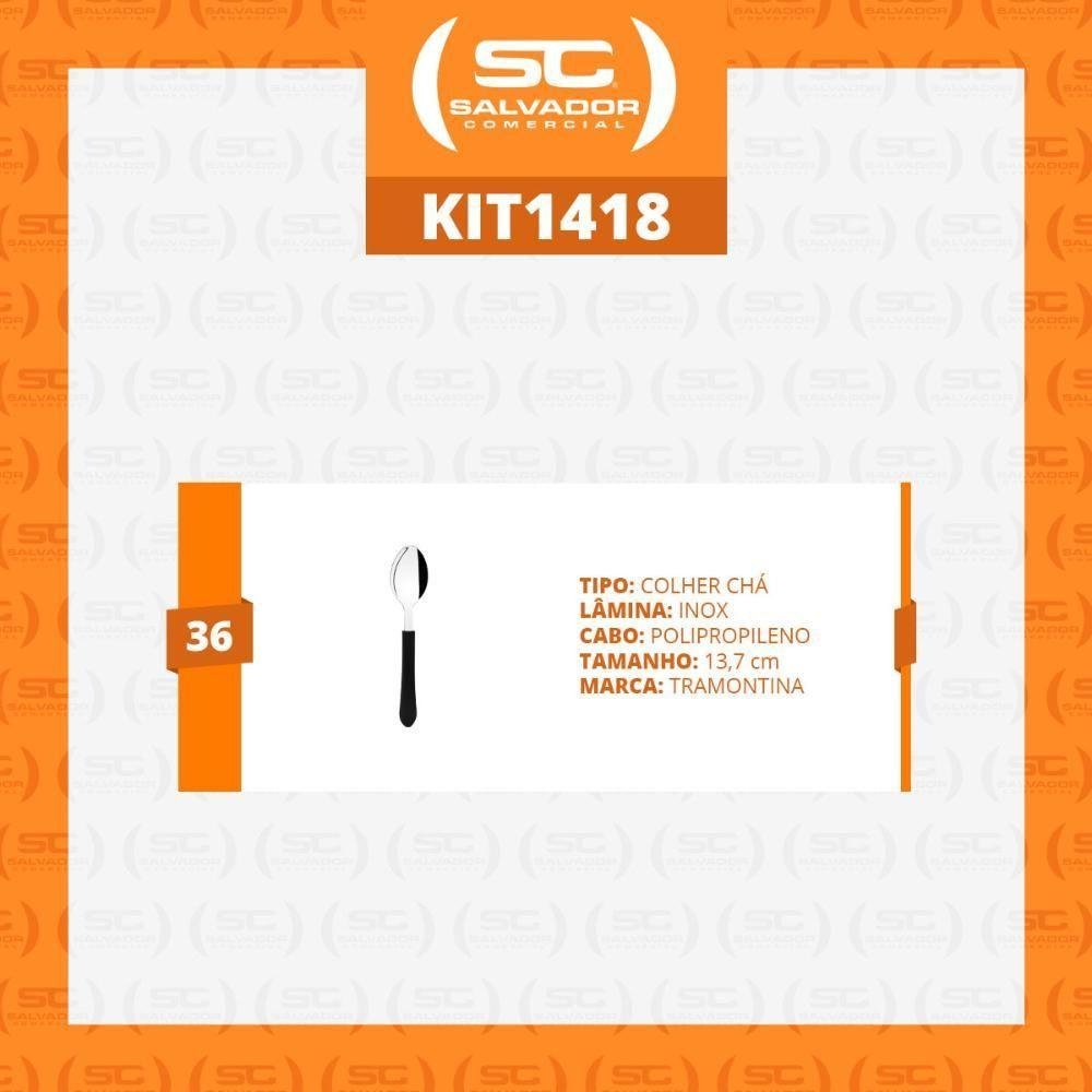 Kit - 36 Colheres de Chá Leme com Lâmina em Aço Inox Cabo Preto Ccpbag - Tramontina - 2