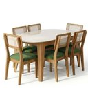 Ver imagem 2 de Conjunto para Sala de Jantar Mesa Orgânica e 6 Cadeiras Estofadas Encosto Telado 100% MDF Bolonha