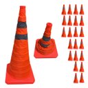 Ver imagem 1 de Cone Retratil Sinalizador Kit 22 Uni Viario Baliza Portatil Estrada Segurança Dobravel Obra Flexivel
