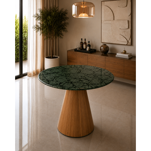 Mesa de Jantar Cone Freijó - Redonda 70cm - Verde Guatemala