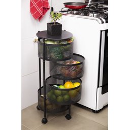 Fruteira Articulada 4 Andares All Black Com Rodinhas – Diversos Ambientes - 1 Fruteira Articulada 4 Andares All Black Com Rodinhas – Diversos Ambientes - 1