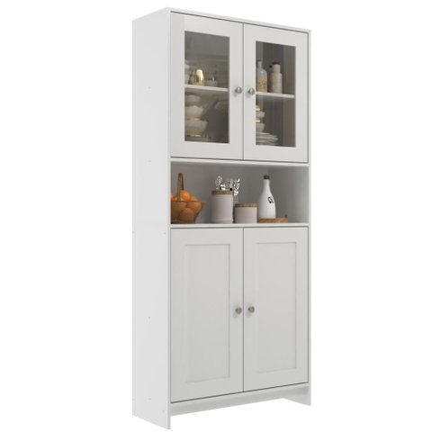 Armário de Cozinha 4 Portas com Vidro Ac4005 84cm Branco - Decibal