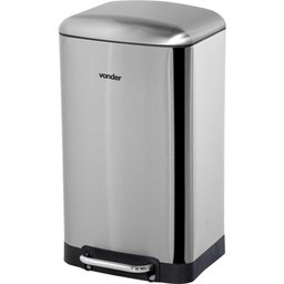 Lixeira Retangular 30 Litros Inox Cinza Vonder - 1