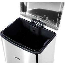Lixeira Retangular 30 Litros Inox Cinza Vonder - 2