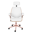 Ver imagem 1 de Cadeira Presidente Bergen Giratória - Branca | Rose Gold