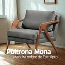 Ver imagem 4 de Poltrona com Almofada Modelo Mona Linho Pés Madeira Maciça:cinza
