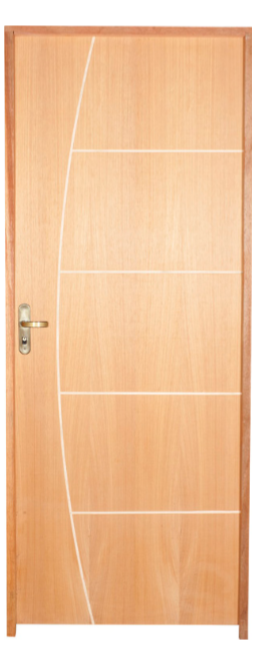 Kit Porta de Madeira Beli 4 Frisos Imbuia 210x62cm Batente 11 Esquerdo Uniportas - 1