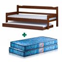 Ver imagem 1 de Sofá Cama com Cama Auxiliar Solteiro Madeira Maciça Esmeralda Nemargi Castanho com 2 Colchões