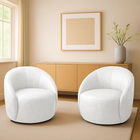 Poltrona Decorativa Orgânica Giratória Kit 2 Lua Sintético Pu D03 - D’Rossi