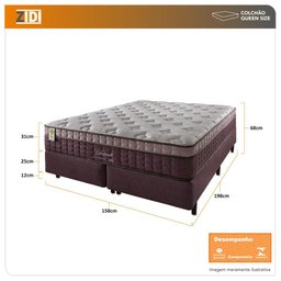 Cama Box King Marrom + Colchão Molas Ensacadas Detroit Visco Gel Pillow In 158x198x68cm - 3