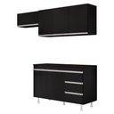 Ver imagem 1 de Cozinha Planejada Lux 3 Peças 100%mdf com Balcão Gabinete Tampo 120cm 3 Gavetas Preto - Desk