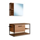 Ver imagem 2 de Conjunto Suspenso Banheiro Gabinete Espelheira 80cm Mel P1013