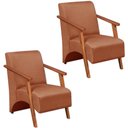 Ver imagem 1 de Kit 2 Poltrona Venus 1 Lugar Braço Madeira Maciça Tecido Suede Unidecor Terracota