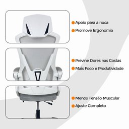 Cadeira de Escritório Presidente Executiva Oficial Supreme - Cinza - 1 - 7